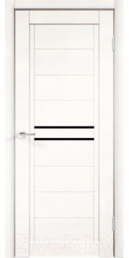 Дверь межкомнатная Velldoris Экошпон Next 2 80x200 (белый эмалит/лакобель черный)