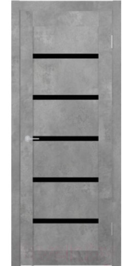 Дверь межкомнатная Stark ST8 ДО 60x200 (бетон светлый/черный лак)