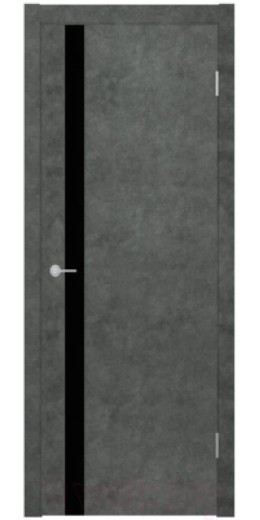 Дверь межкомнатная Stark ST12 ДО 60x200 (бетон темный/черный лак)