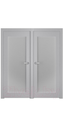 Дверь межкомнатная Belwooddoors Кремона 1 двойная 80x200 (эмаль светло-серый/мателюкс белый каленый)