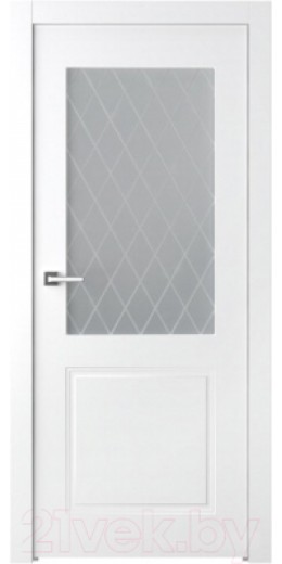 Дверь межкомнатная Belwooddoors Кремона 2 80x200 (эмаль белый/мателюкс белый витраж 39)
