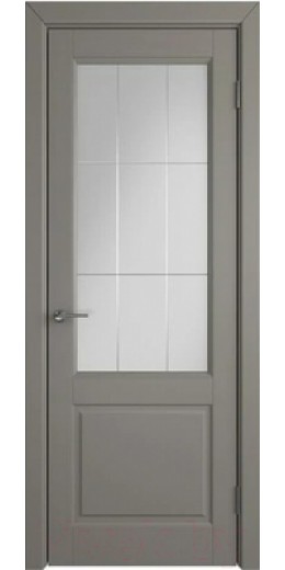 Дверь межкомнатная Colorit К1 ДО 80x200 (темно-серая эмаль/стекло матовое с фрезеровкой решетка)