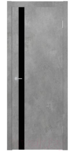 Дверь межкомнатная Stark ST12 ДО 60x200 (бетон светлый/черный лак)