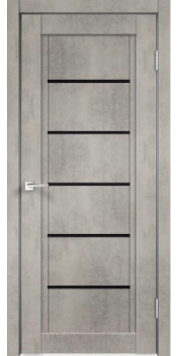 Дверь межкомнатная Velldoris Экошпон Next 1 80x200 (муар светло-серый/лакобель черный)